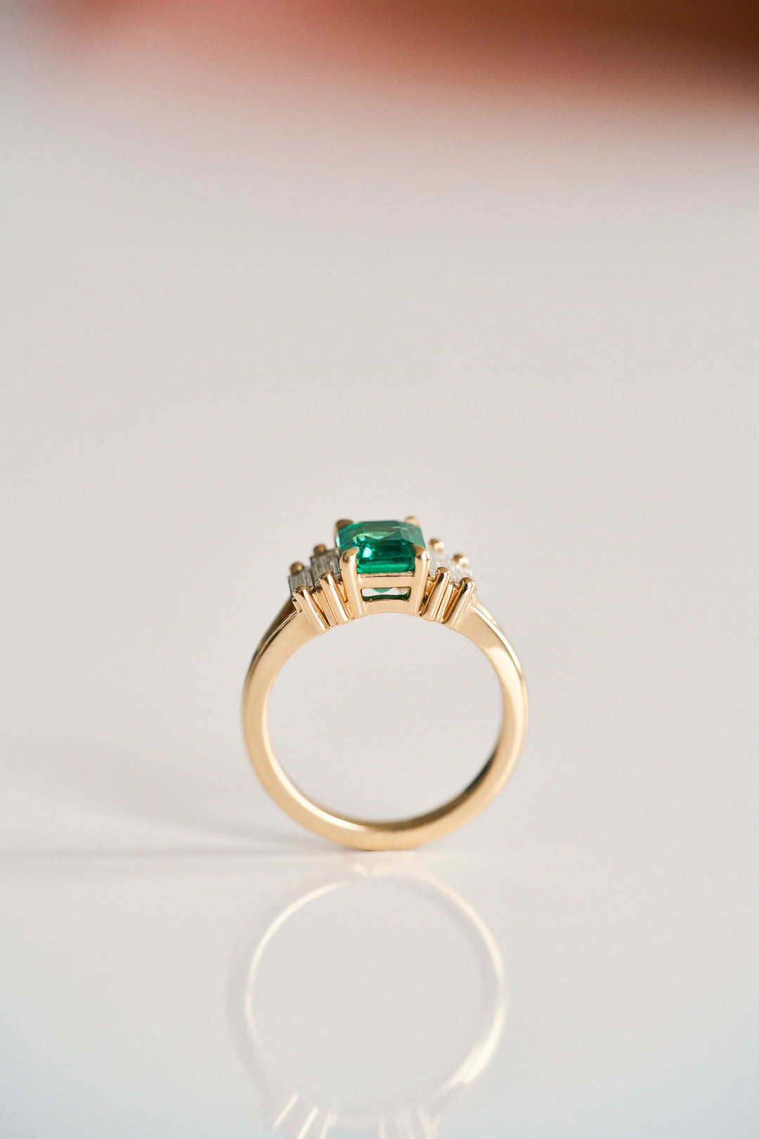 Emerald Cut Emerald with Baguette Accents