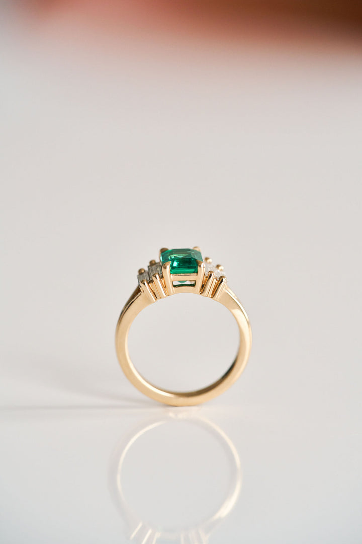 Emerald Cut Emerald with Baguette Accents