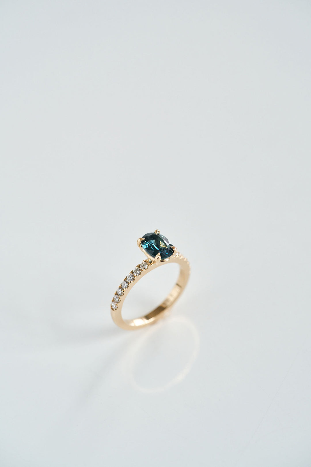Oval Blue-Green Sapphire Cavalier Solitaire With Diamond Pavè Band (Copy)