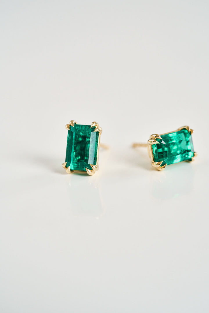 Emerald Cut Emerald Studs
