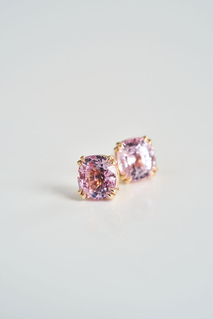 Cushion Cut Pink Sapphire Studs
