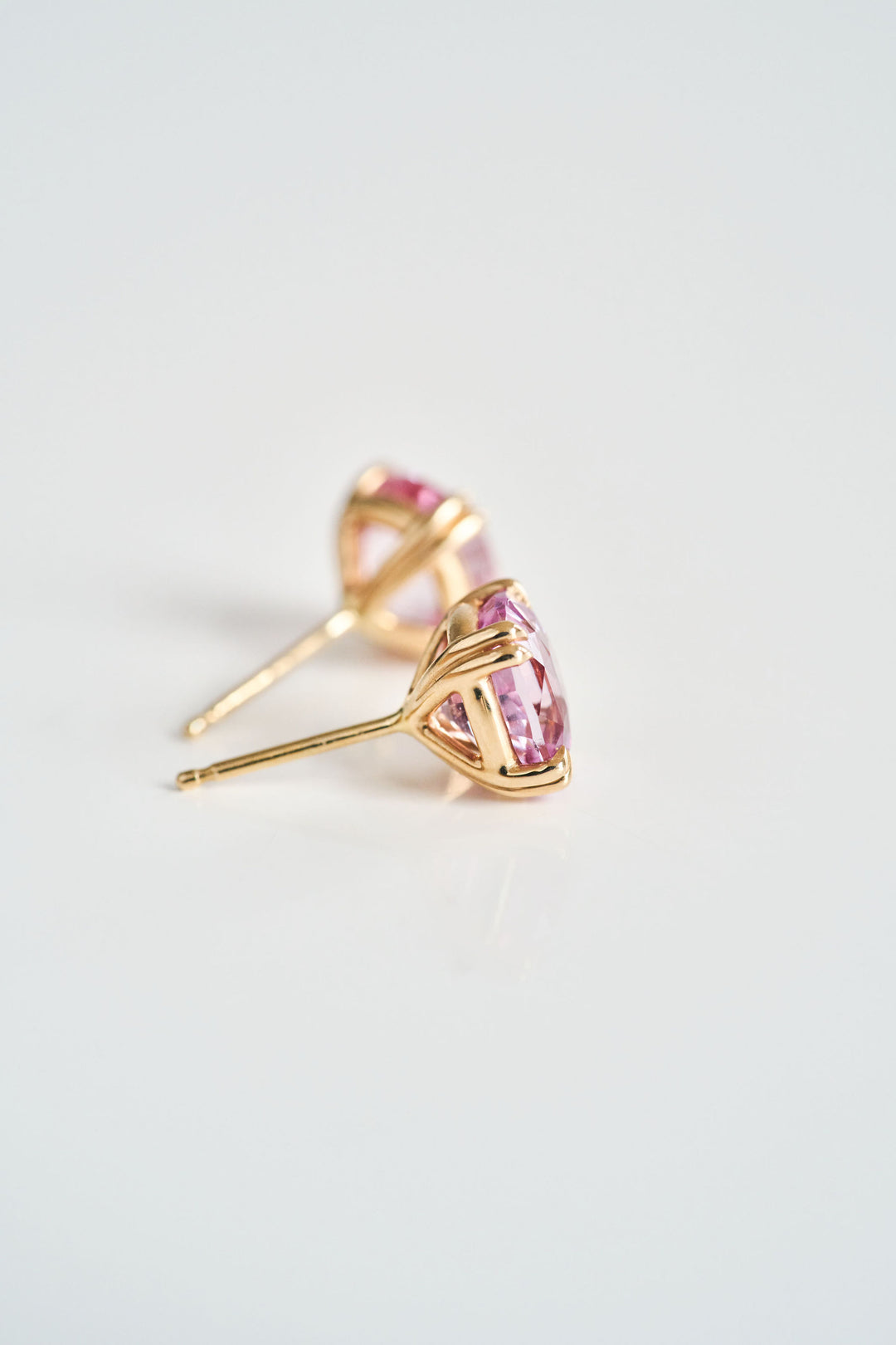 Cushion Cut Pink Sapphire Studs