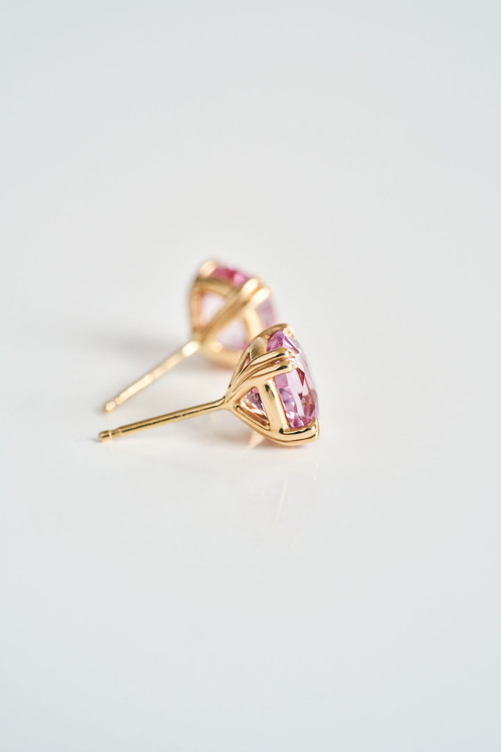 Cushion Cut Pink Sapphire Studs