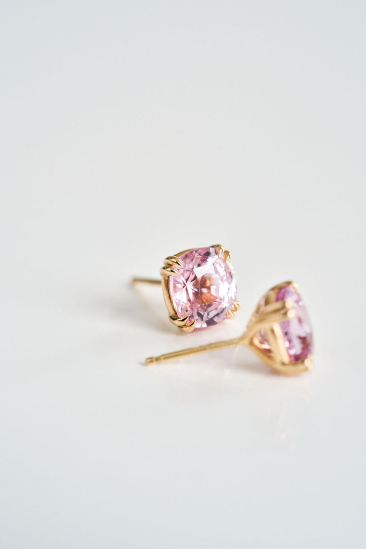 Cushion Cut Pink Sapphire Studs