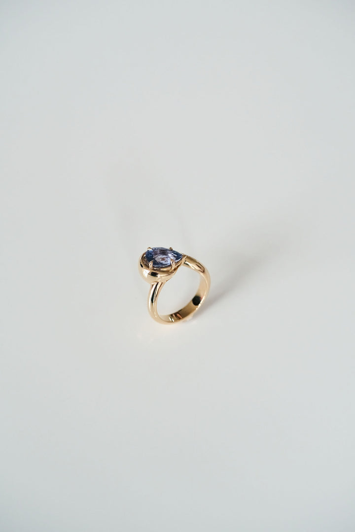 Pear Shape Blue Sapphire Bough Ring