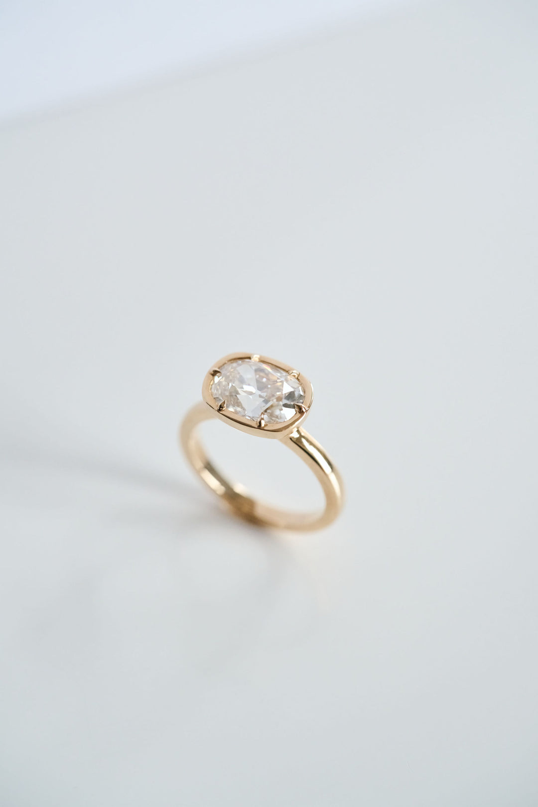 East-West Cushion Cut Diamond Canopy Ring