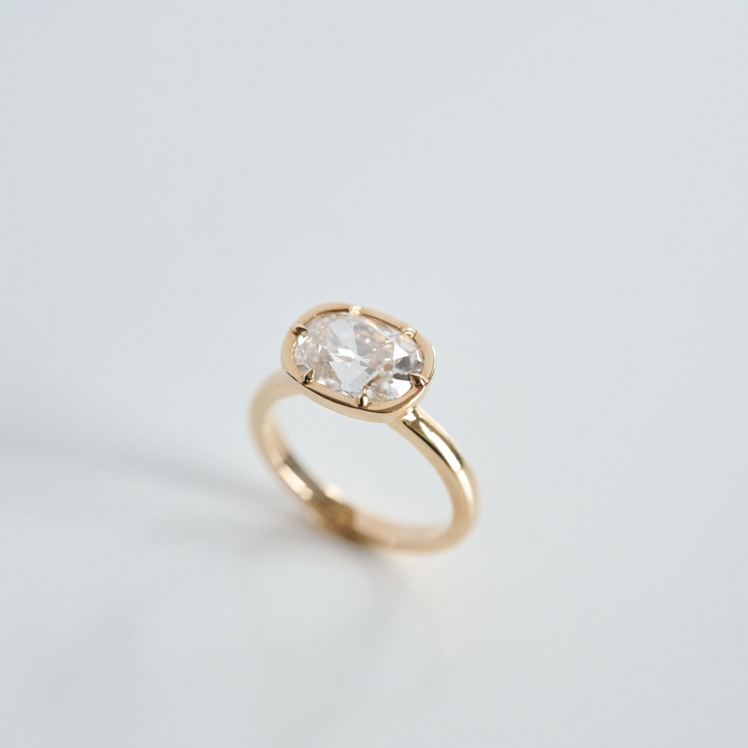 East-West Cushion Cut Diamond Canopy Ring