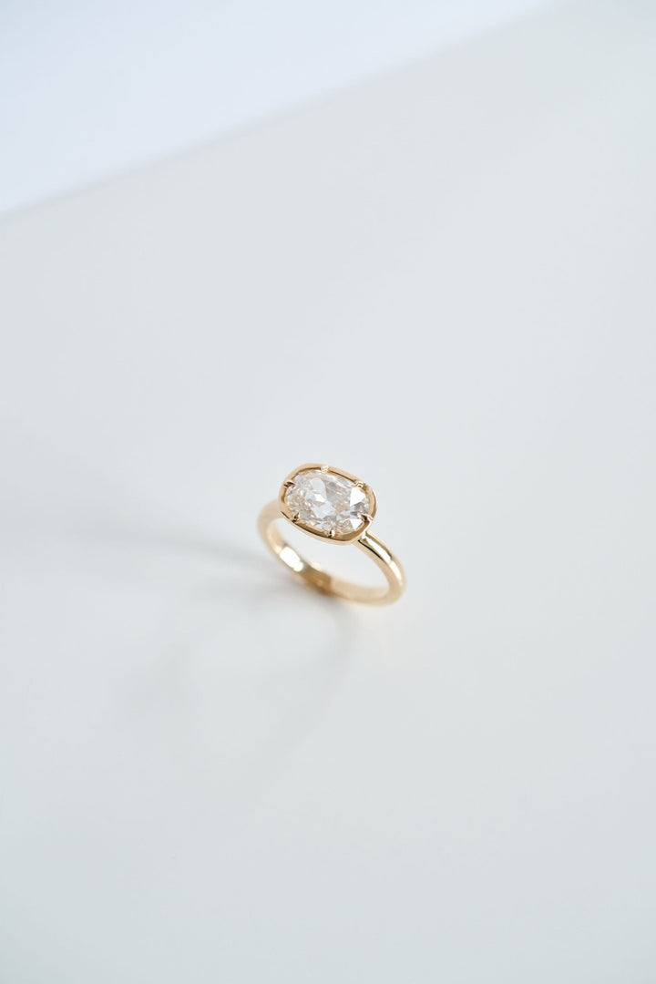 East-West Cushion Cut Diamond Canopy Ring