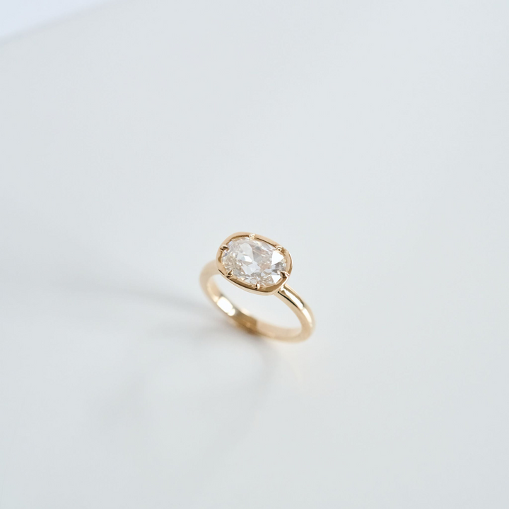 East-West Cushion Cut Diamond Canopy Ring