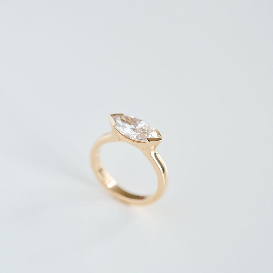 East-West Diamond Marquise Half Bezel