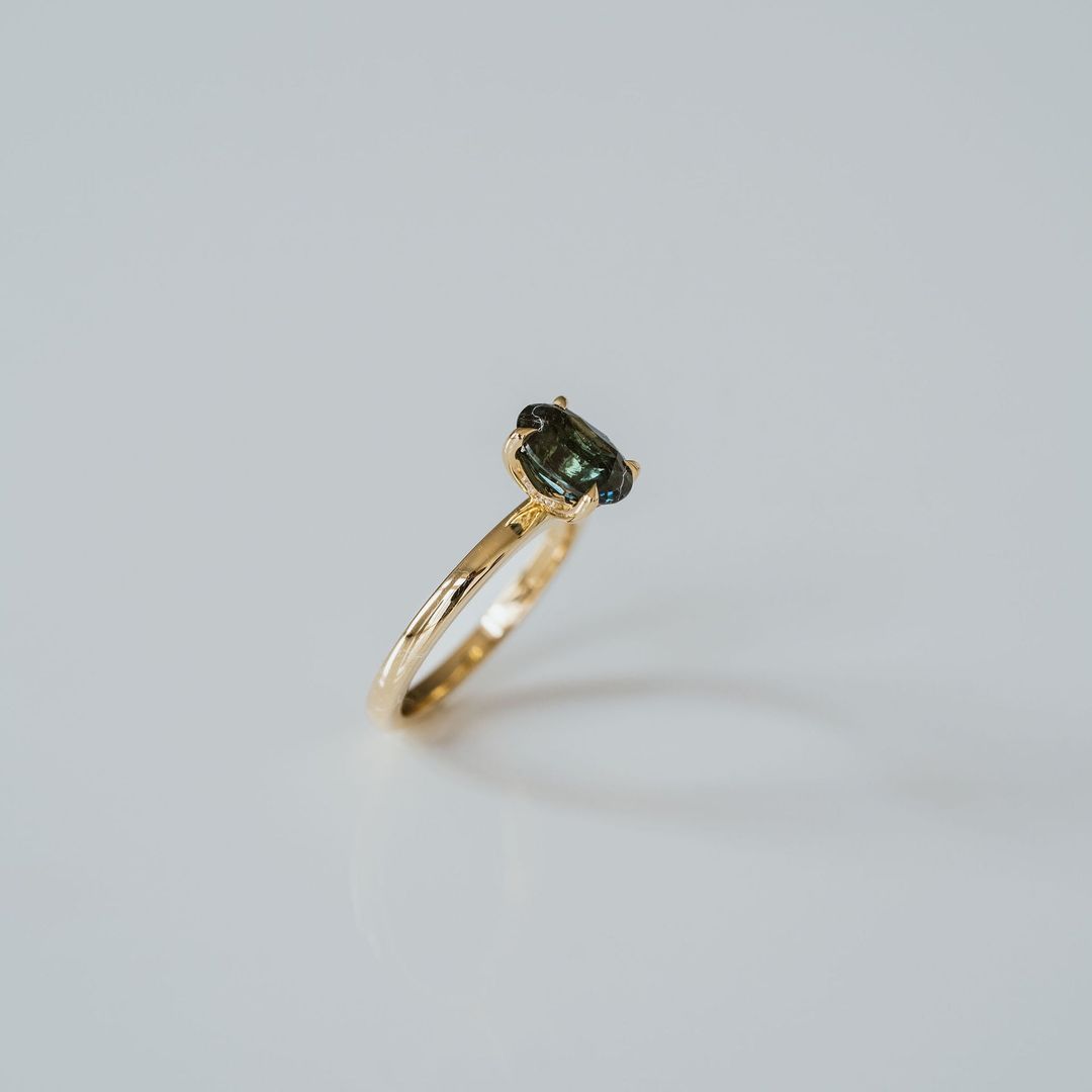 Oval Blue-Green Cavalier 2.0 Solitaire With Diamonds