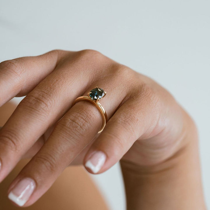 Oval Blue-Green Cavalier 2.0 Solitaire With Diamonds