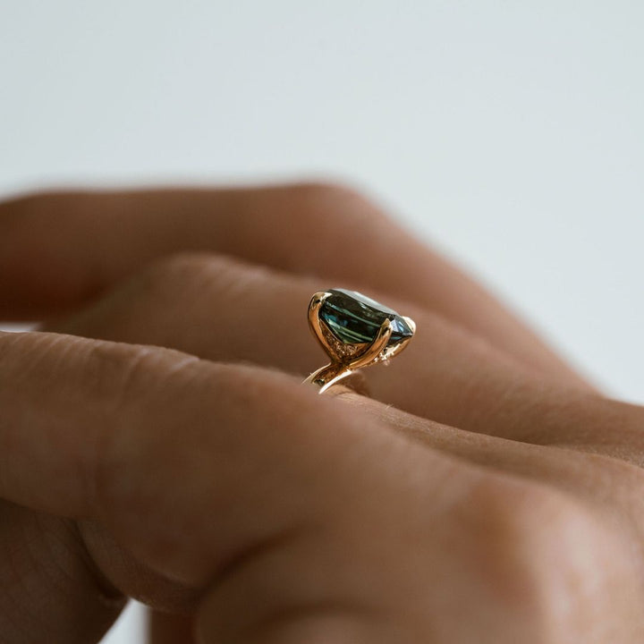 Oval Blue-Green Cavalier 2.0 Solitaire With Diamonds
