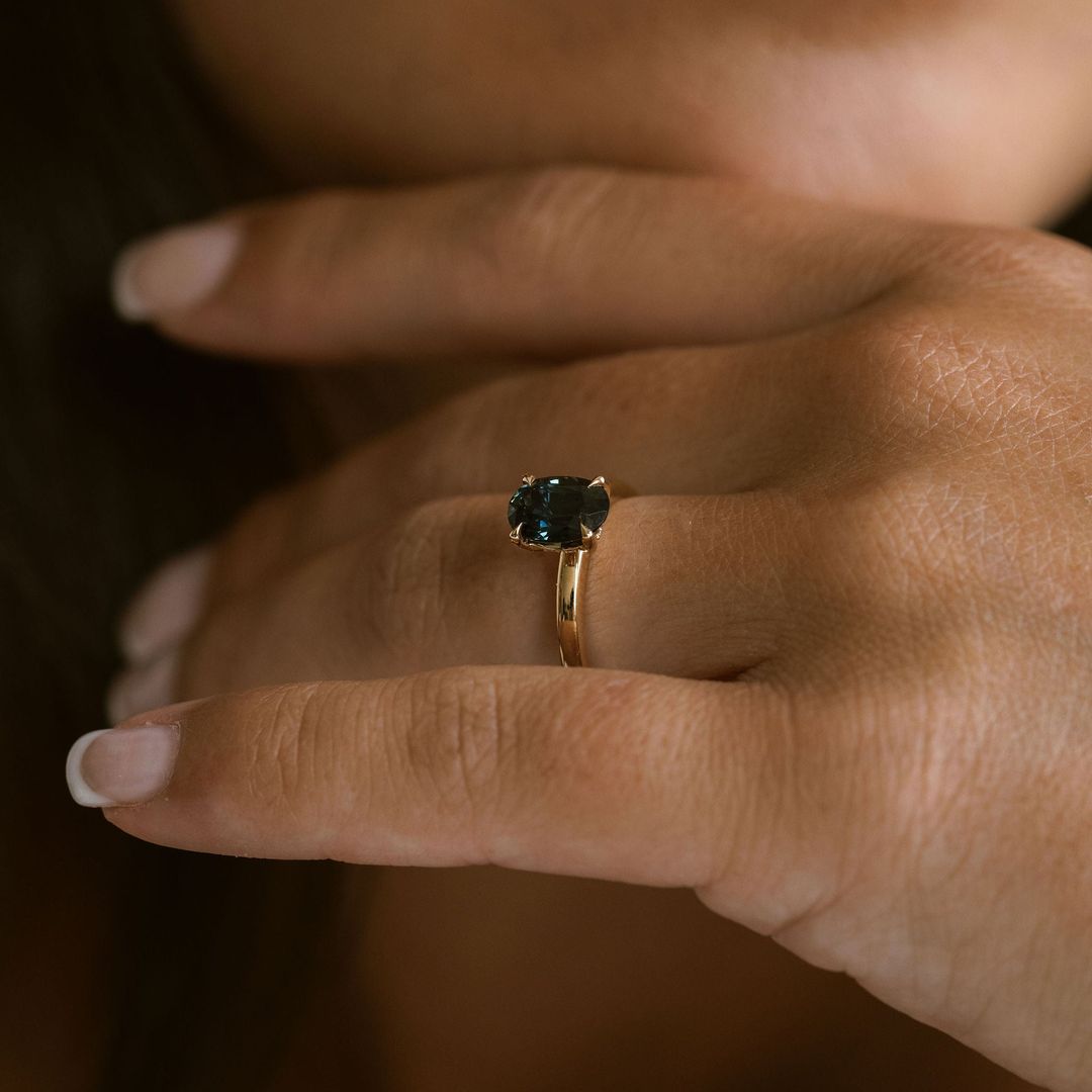 Oval Blue-Green Cavalier 2.0 Solitaire With Diamonds