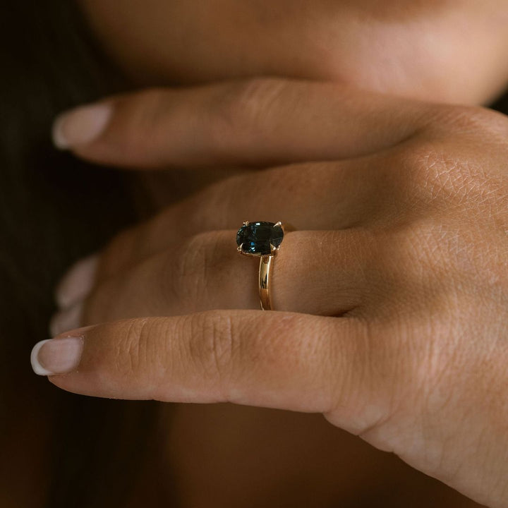 Oval Blue-Green Cavalier 2.0 Solitaire With Diamonds