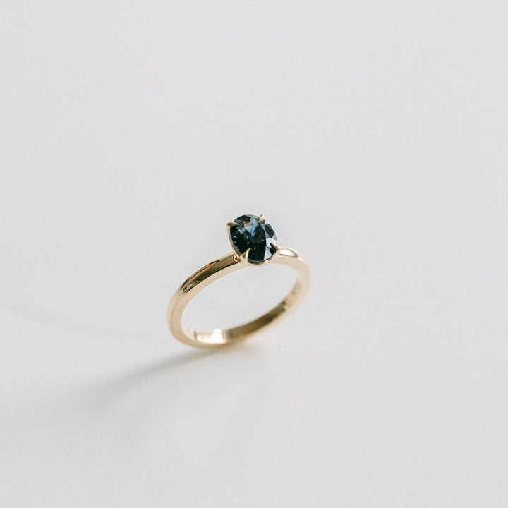 Oval Blue-Green Sapphire Cavalier Solitaire