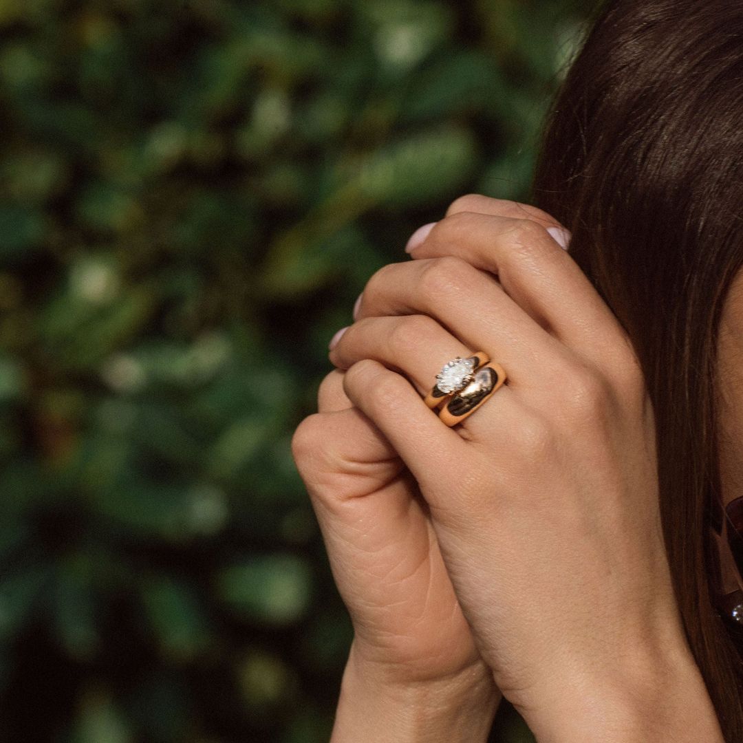 Oval Diamond East-West Arc Ring