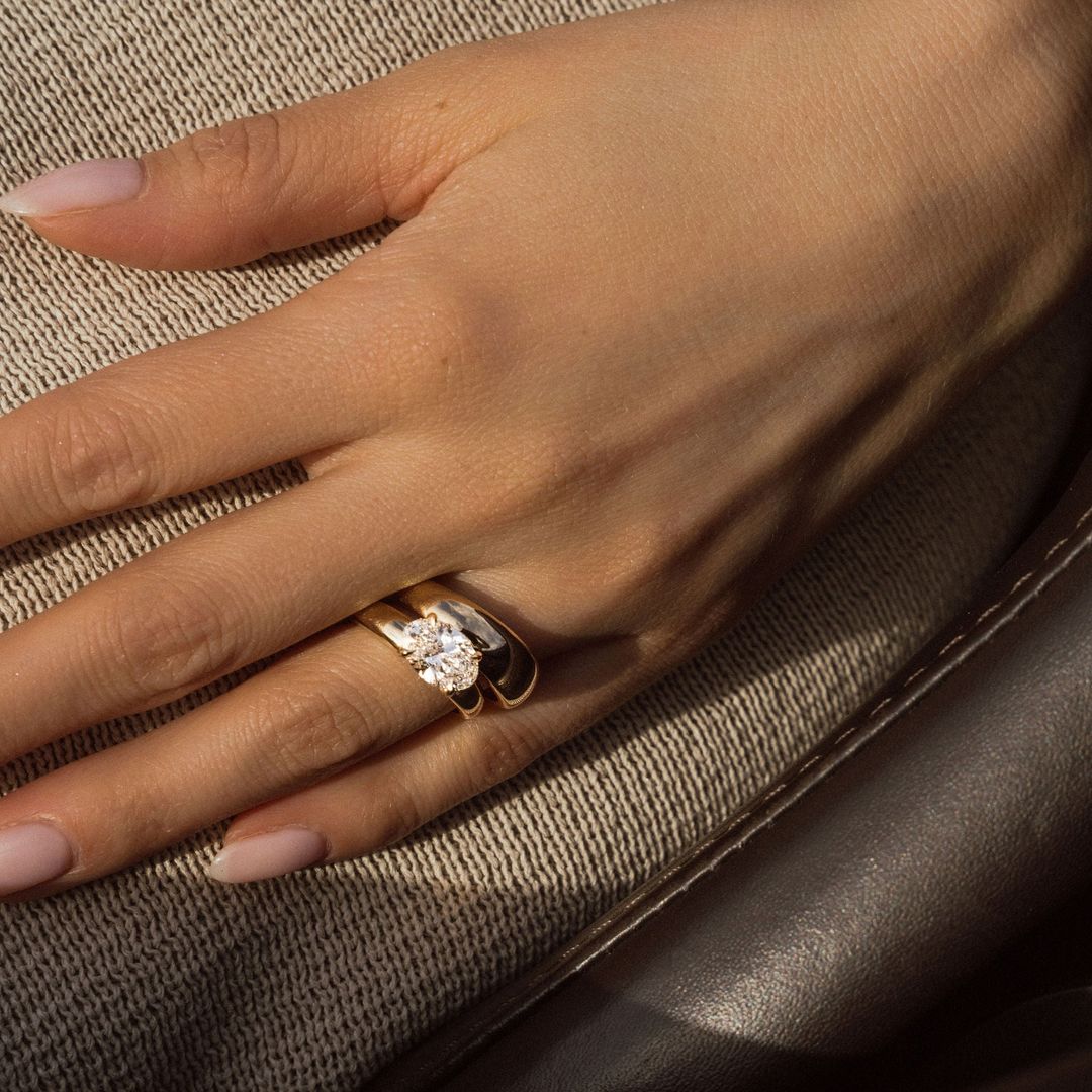 Oval Diamond East-West Arc Ring