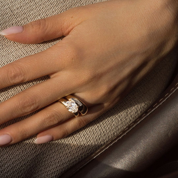 Oval Diamond East-West Arc Ring