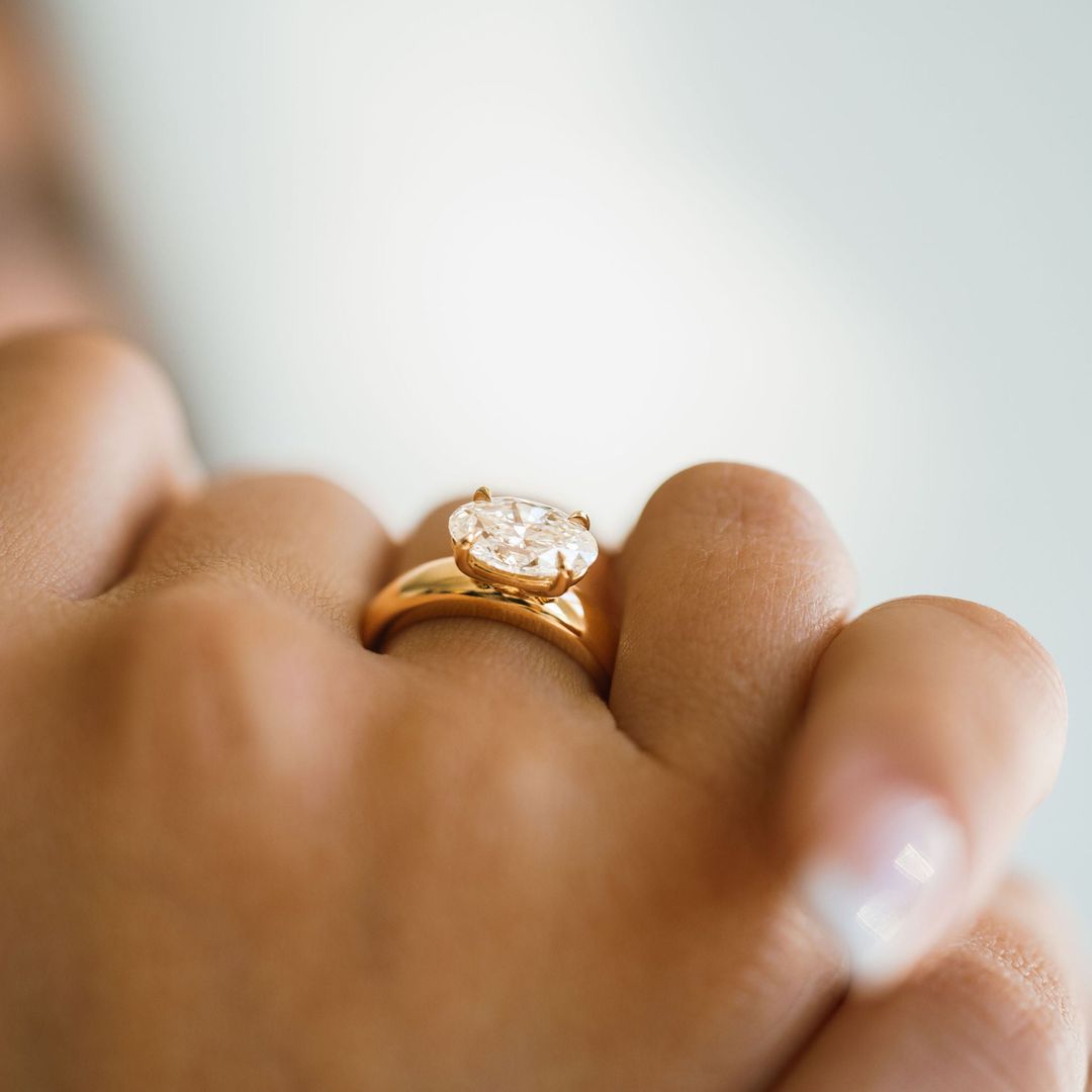 Oval Diamond East-West Arc Ring