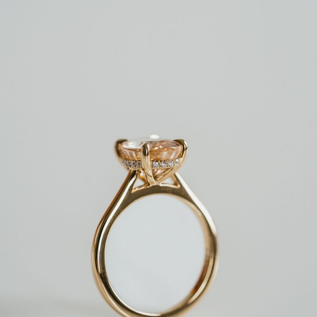 Oval Peach Sapphire Dominion With Diamond Collar