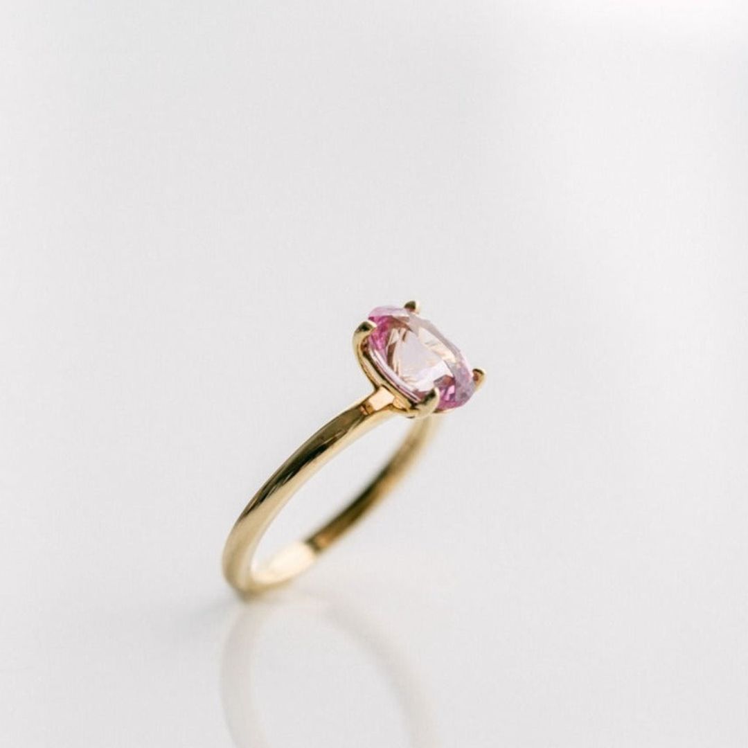 Oval Pink Sapphire Cavalier Solitaire