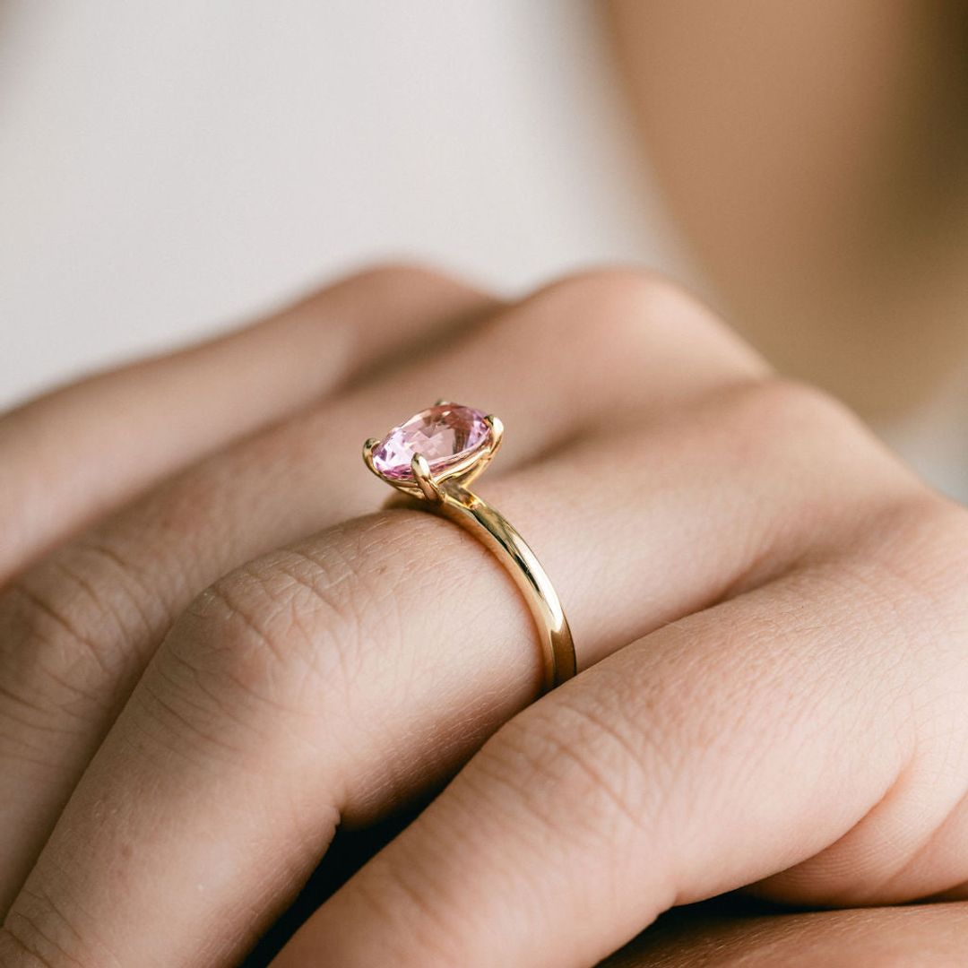 Oval Pink Sapphire Cavalier Solitaire