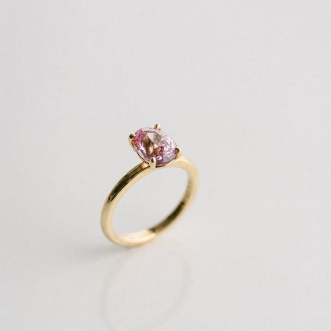 Oval Pink Sapphire Cavalier Solitaire