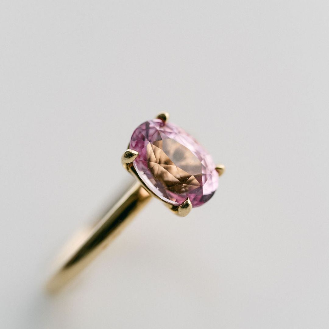 Oval Pink Sapphire Cavalier Solitaire