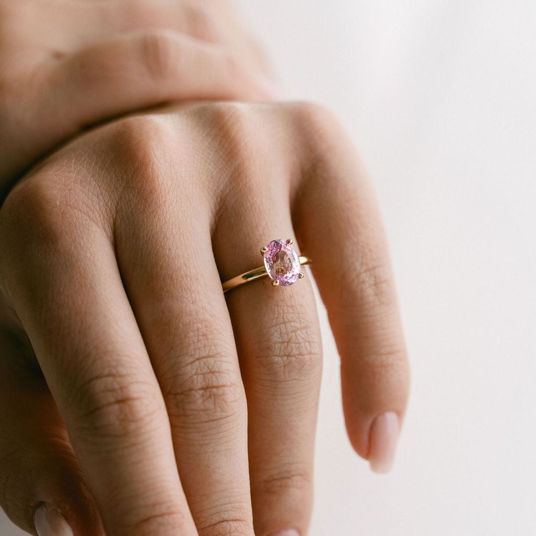 Oval Pink Sapphire Cavalier Solitaire