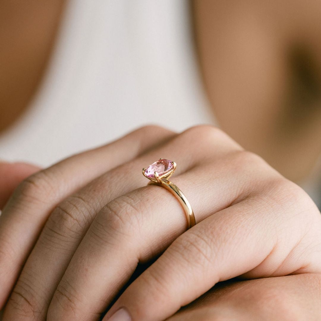 Oval Pink Sapphire Cavalier Solitaire