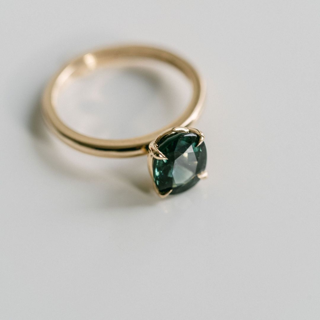 Oval West Coast Green Sapphire Cavalier Solitaire