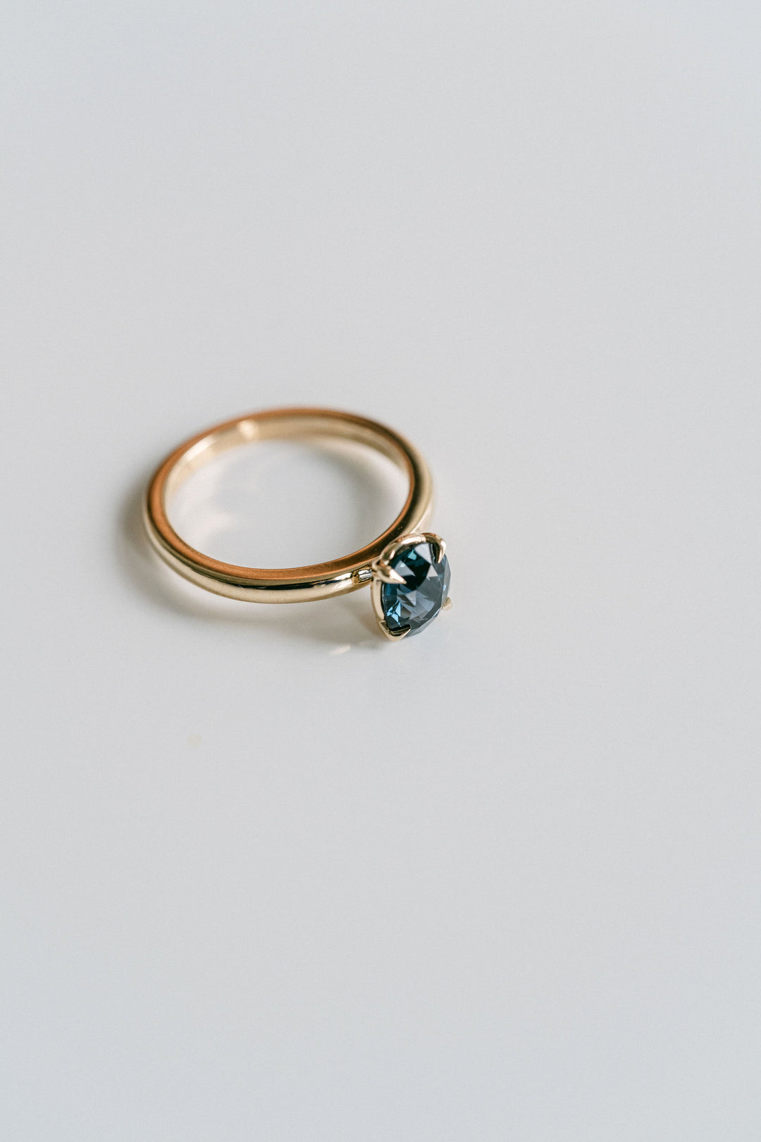 Oval Blue-Green Sapphire Cavalier Solitaire