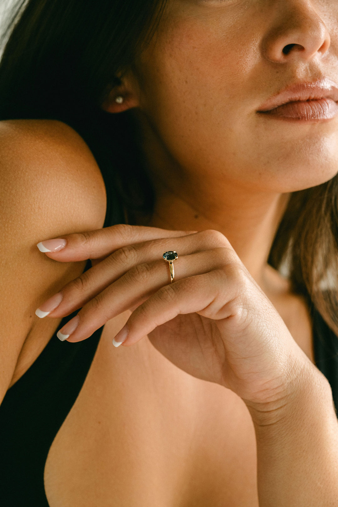 Oval Blue-Green Sapphire Cavalier Solitaire