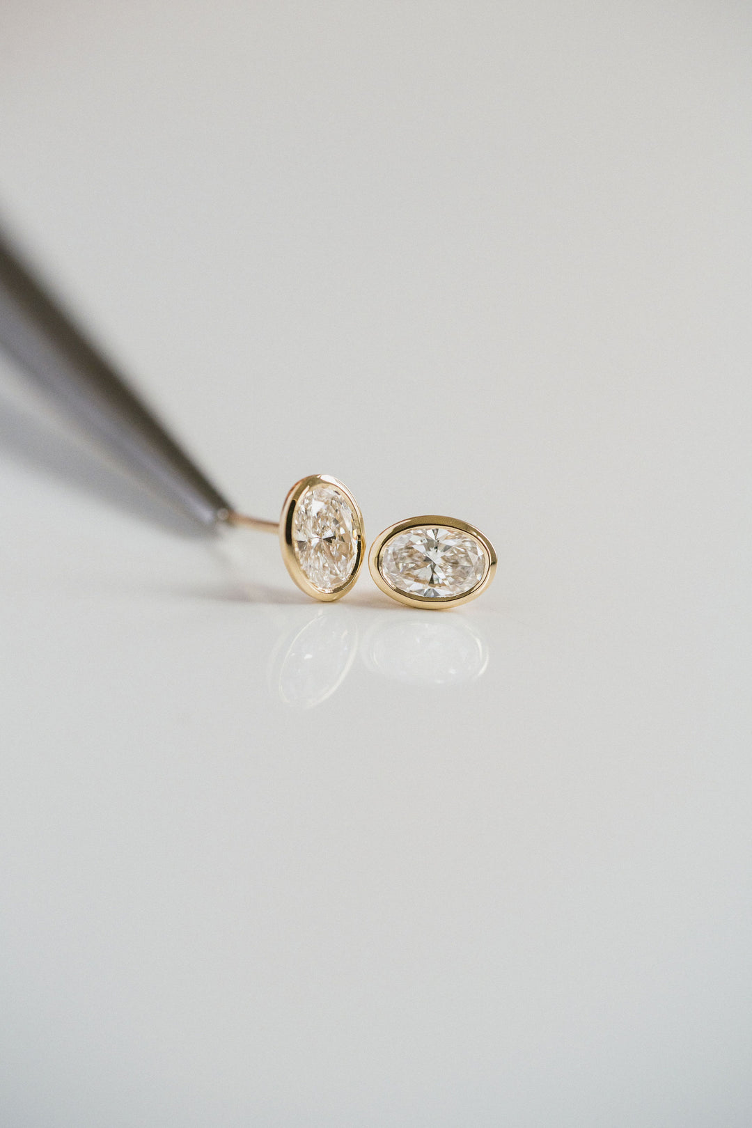 Oval Diamond Bezel Studs