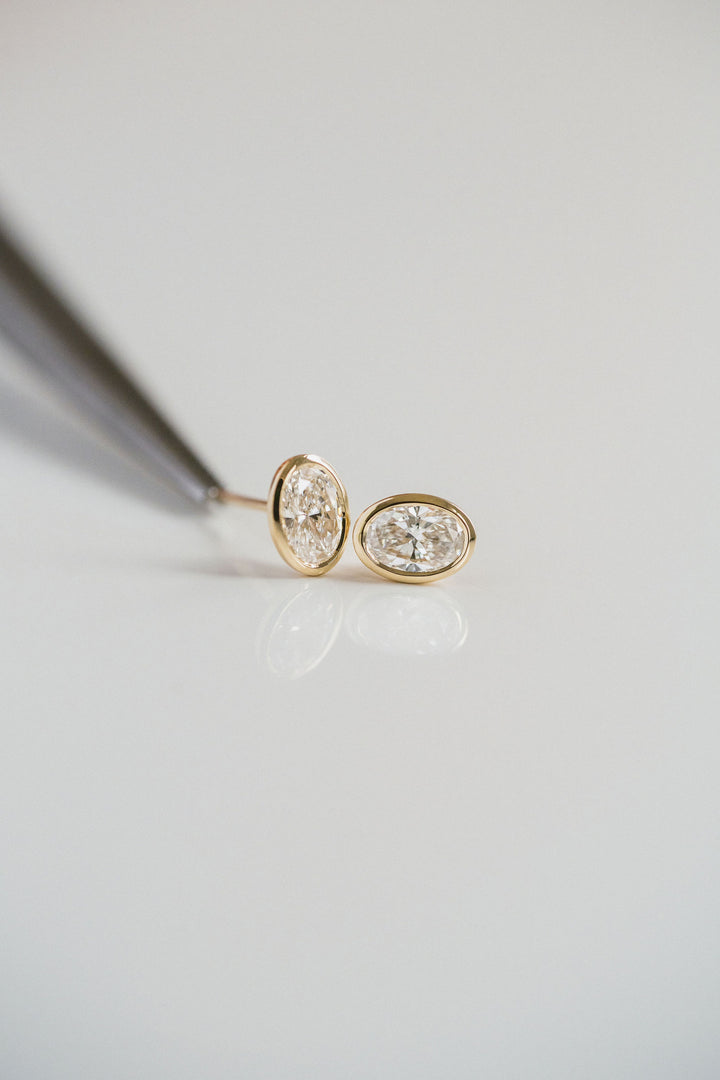 Oval Diamond Bezel Studs