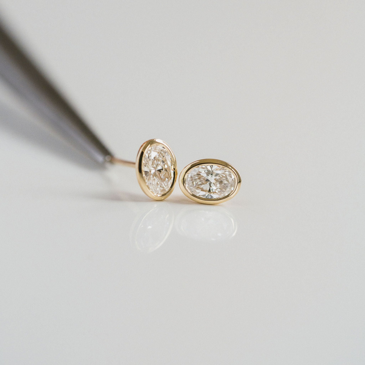 Oval Diamond Bezel Studs