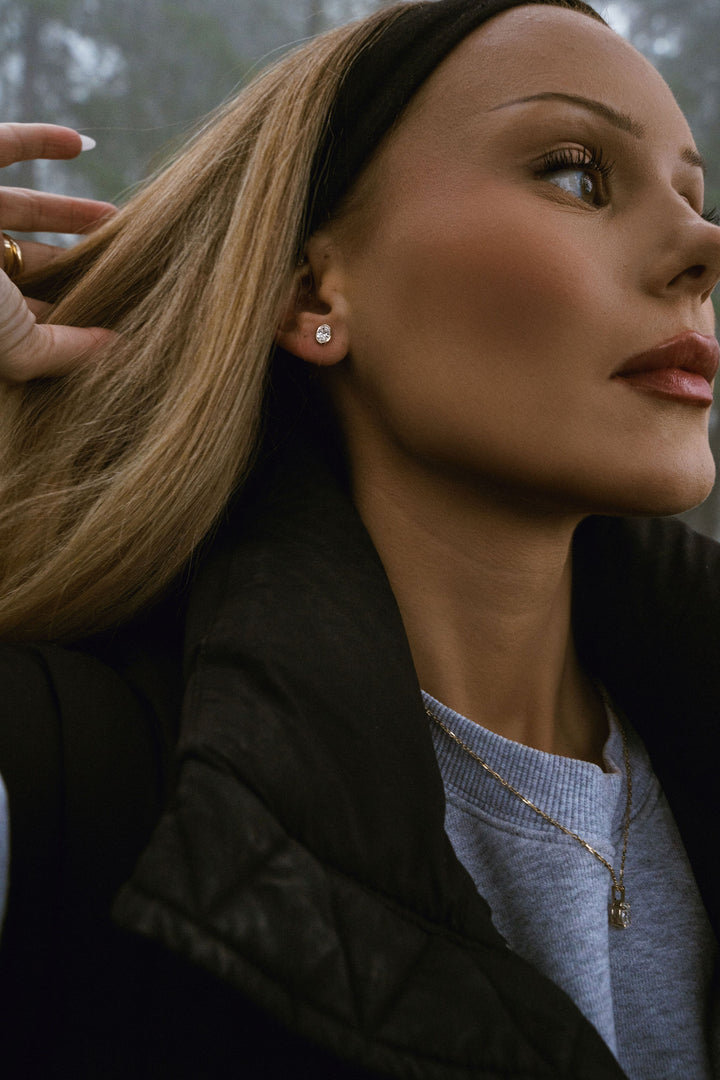 Oval Diamond Bezel Studs