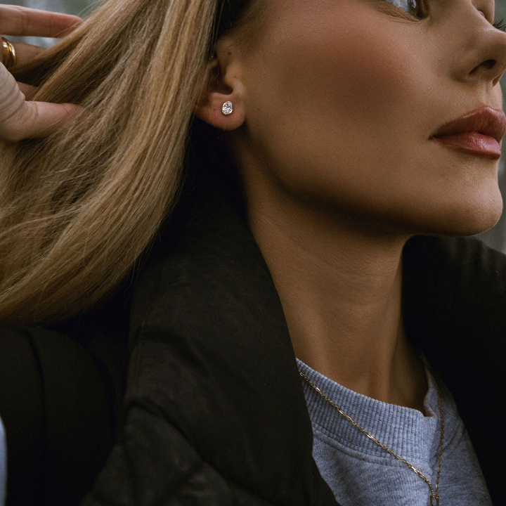 Oval Diamond Bezel Studs