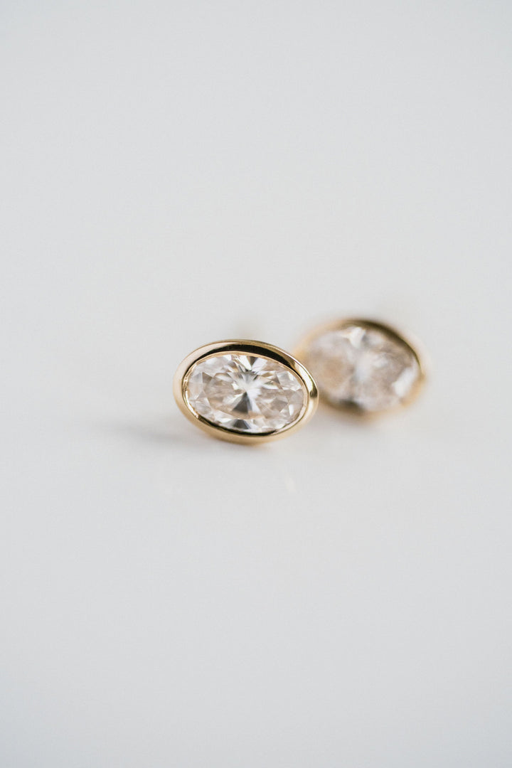 Oval Diamond Bezel Studs