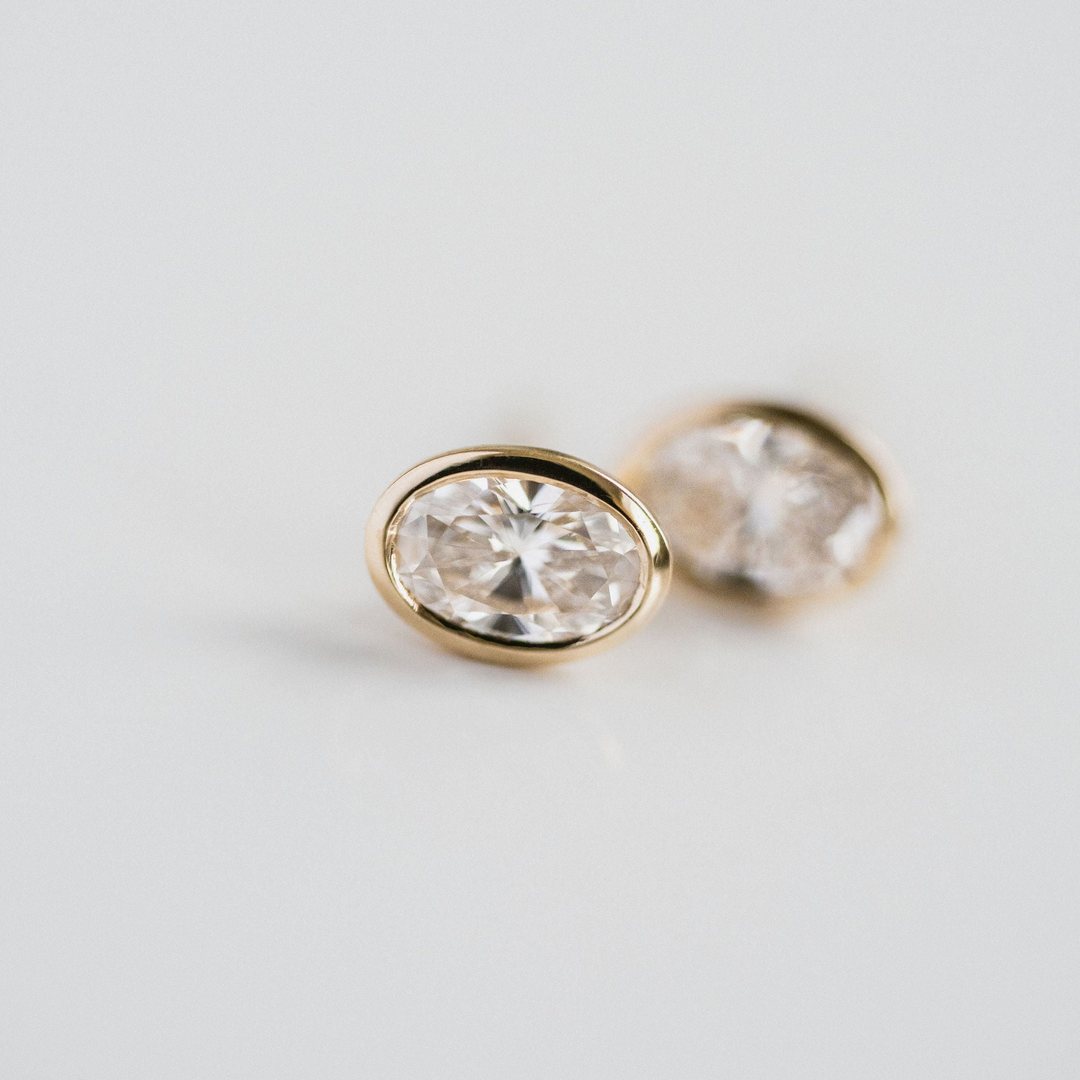 Oval Diamond Bezel Studs