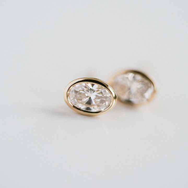 Oval Diamond Bezel Studs