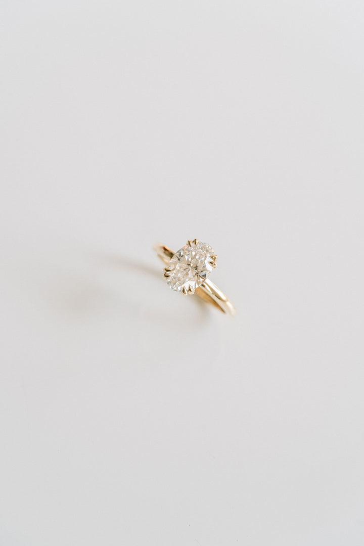 Oval Diamond Double Prong Solitaire With Collar