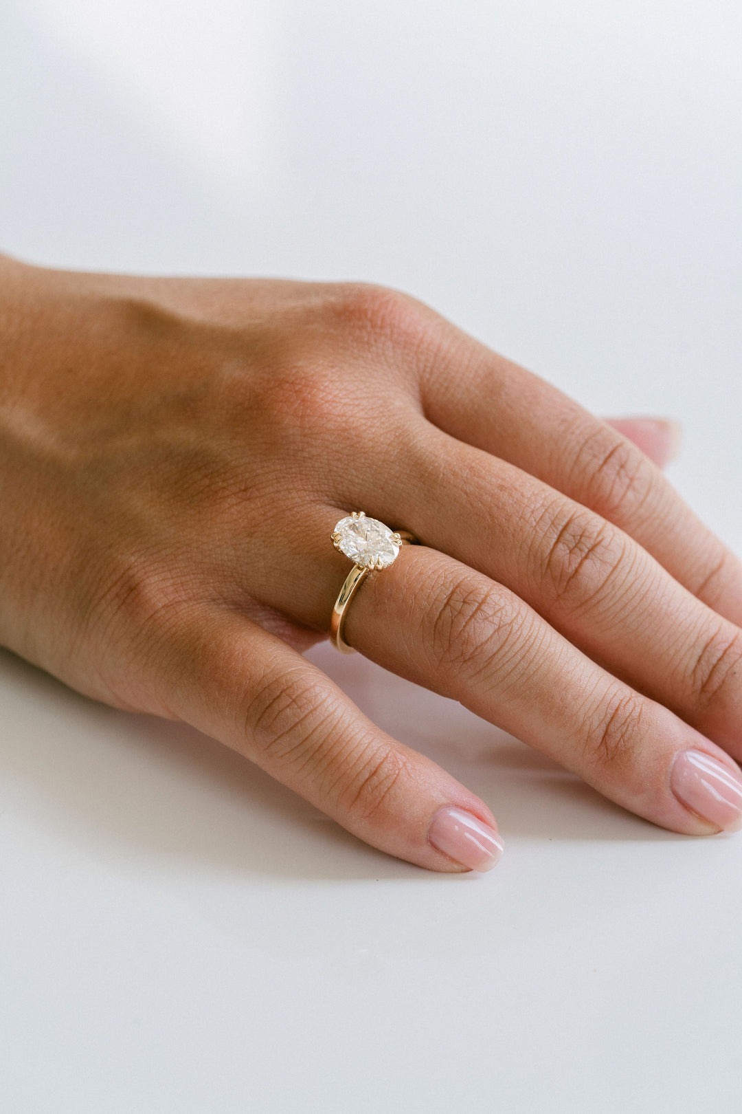 Oval Diamond Double Prong Solitaire With Collar