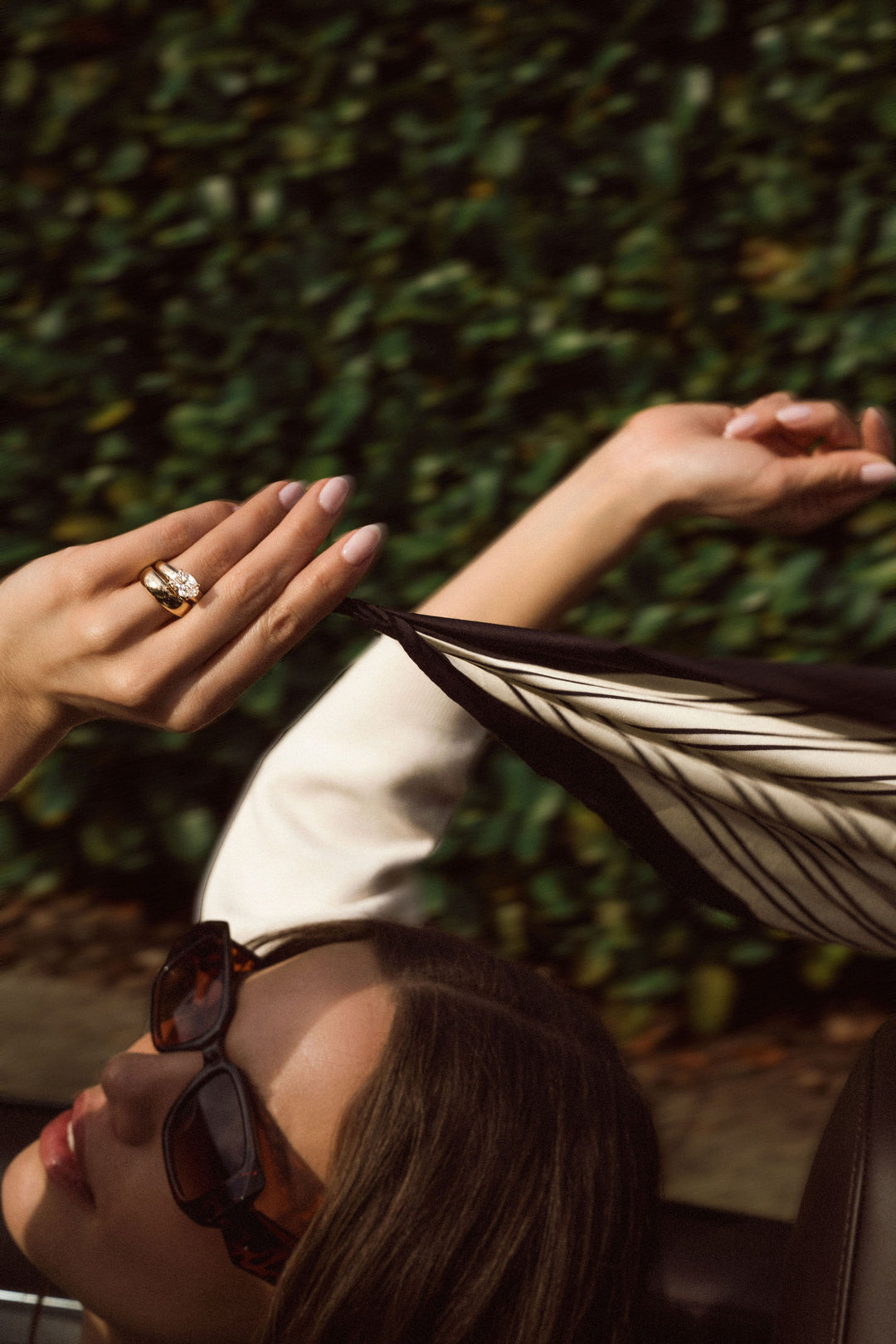 Oval Diamond East-West Arc Ring