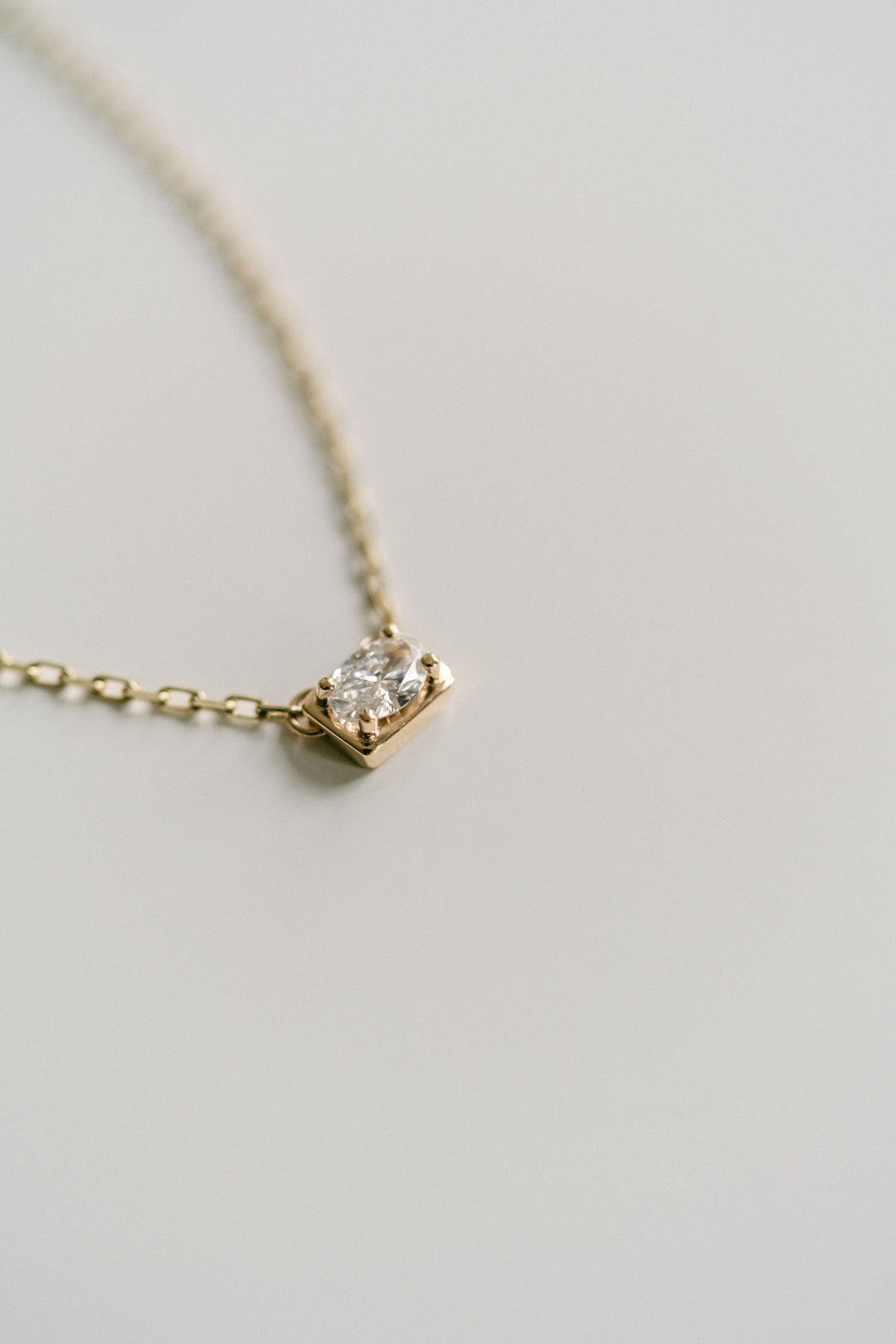 Oval East-West Framed Diamond Slider Necklace