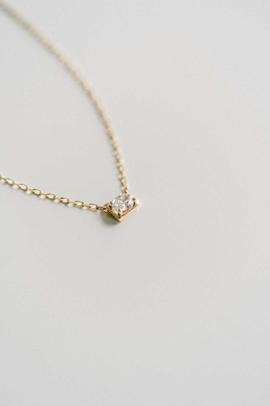 Oval East-West Framed Diamond Slider Necklace