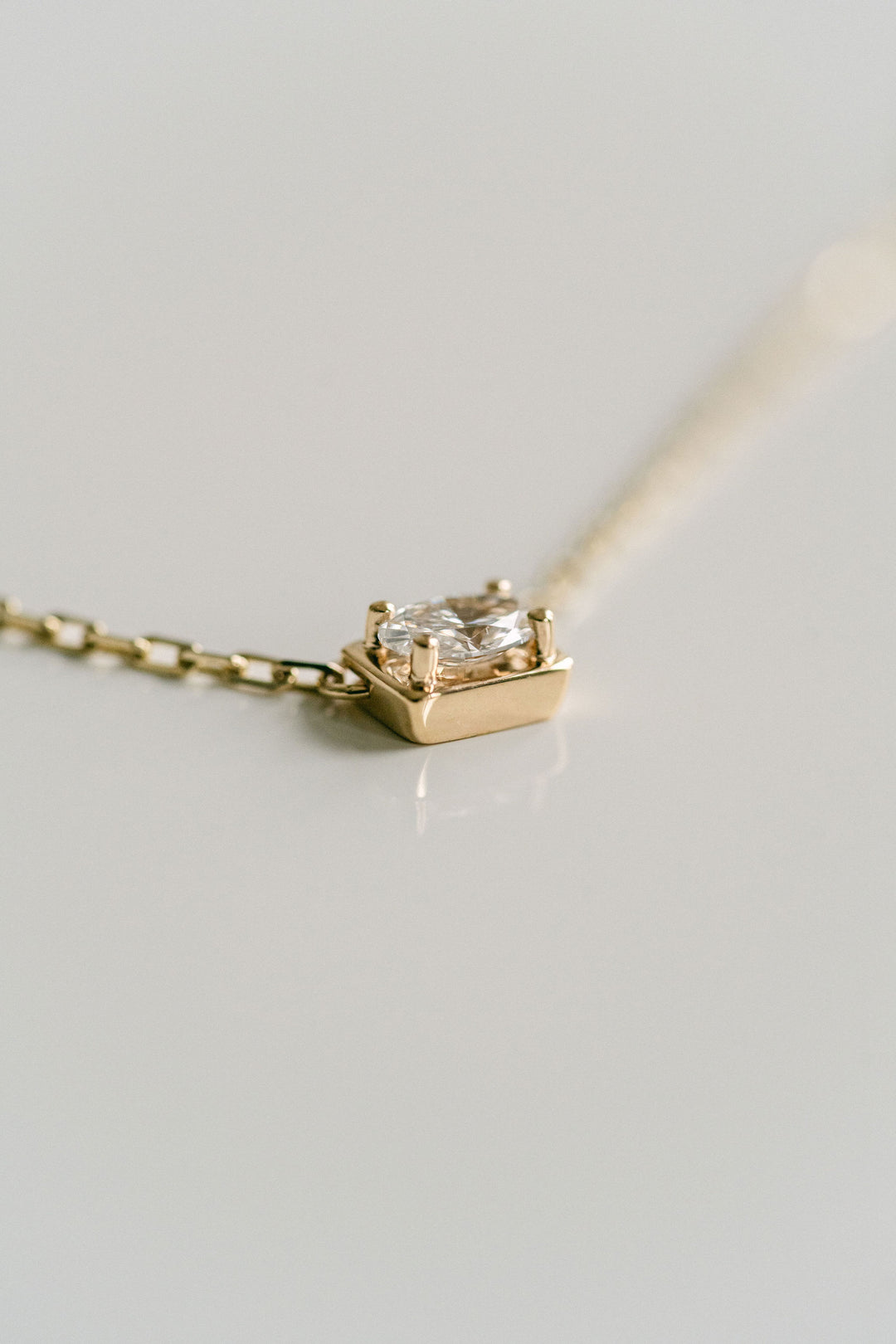 Oval East-West Framed Diamond Slider Necklace