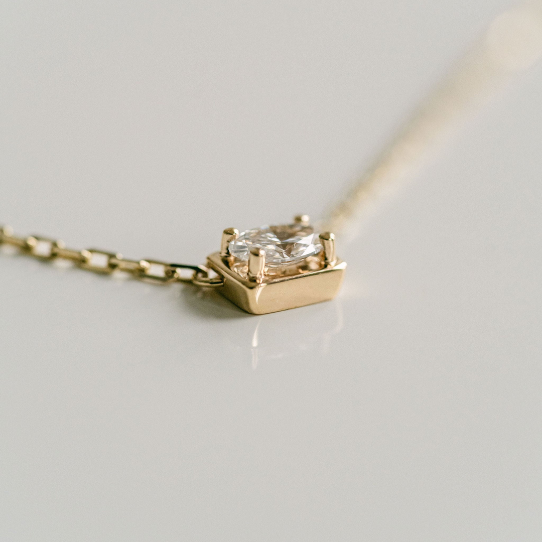 Oval East-West Framed Diamond Necklace