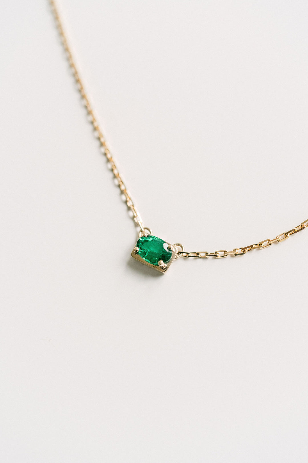 Oval East-West Framed Emerald Slider Necklace